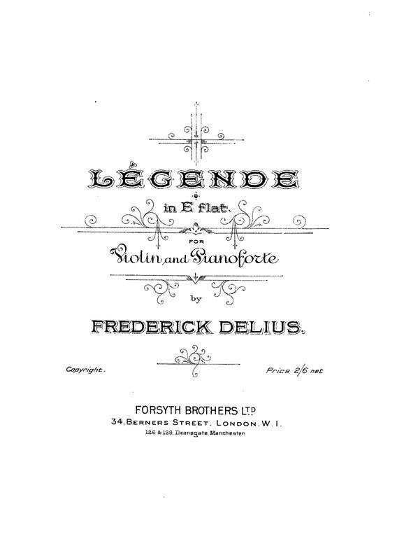 Delius - Legende In E Flat Violin/Piano