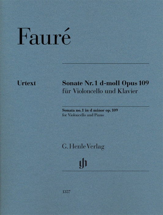 Faure - Sonata No 1 D Minor Op 109 Cello with Piano Accompaniment Book