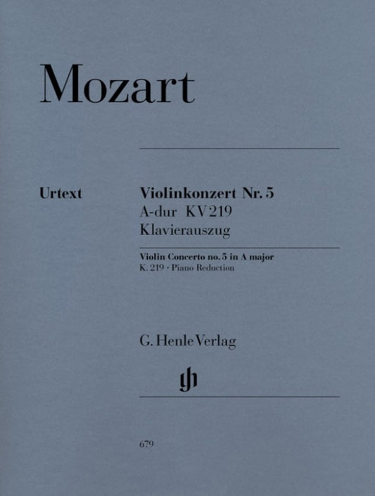 Mozart - Concerto No 5 A K 219 Violin with Piano Accompaniment Book (Urtext)