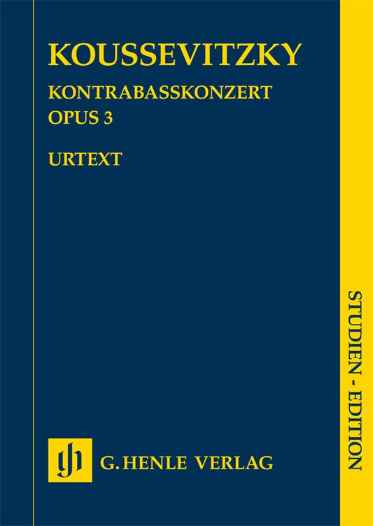 Koussevitsky - Concerto Op 3 For Double Bass Study Score Book