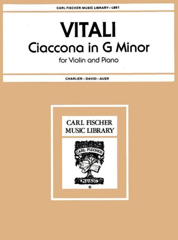 Vitali - Chaconne G Minor Violin with Piano Accompaniment Book