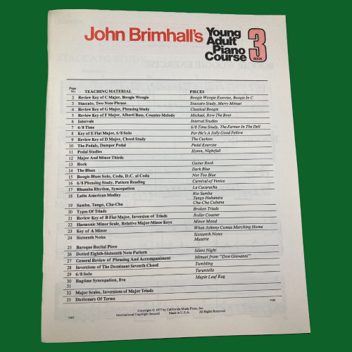 John Brimhall's Young Adult Piano Course - Book 3