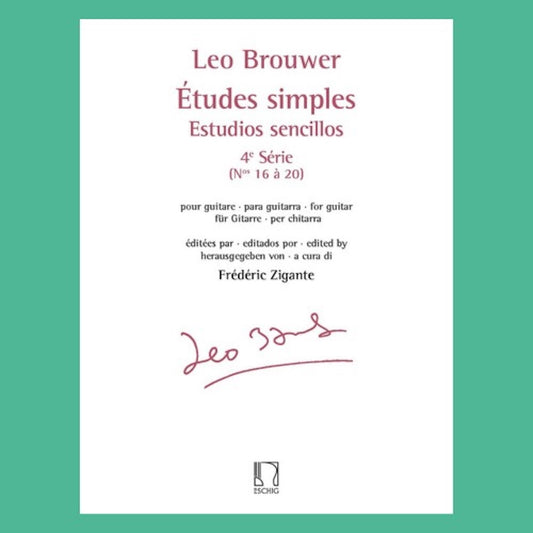 Brouwer - Etudes Simples Vol 4 Nos 16-20 Guitar Book