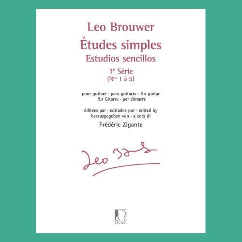 Leo Brouwer - Etudes Simples Volume 1  for 1-5 Guitar Book