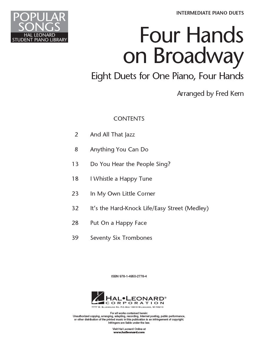 HLSPL Popular Songs- Four Hands on Broadway Piano Book