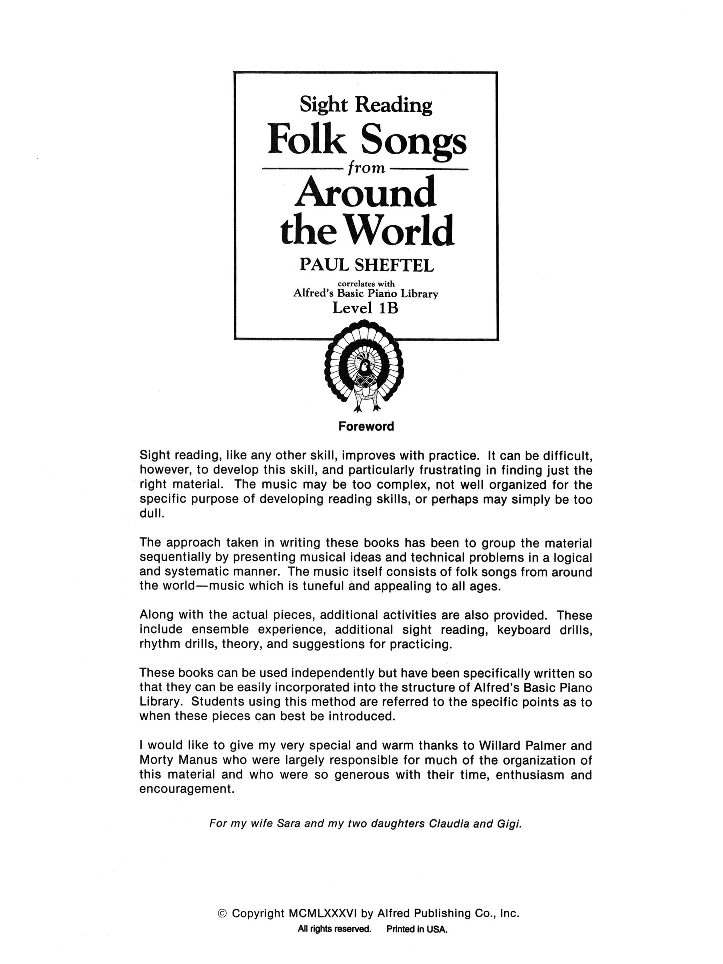 Alfred's Basic Piano Library - Folk Songs From Around The World Level 1B