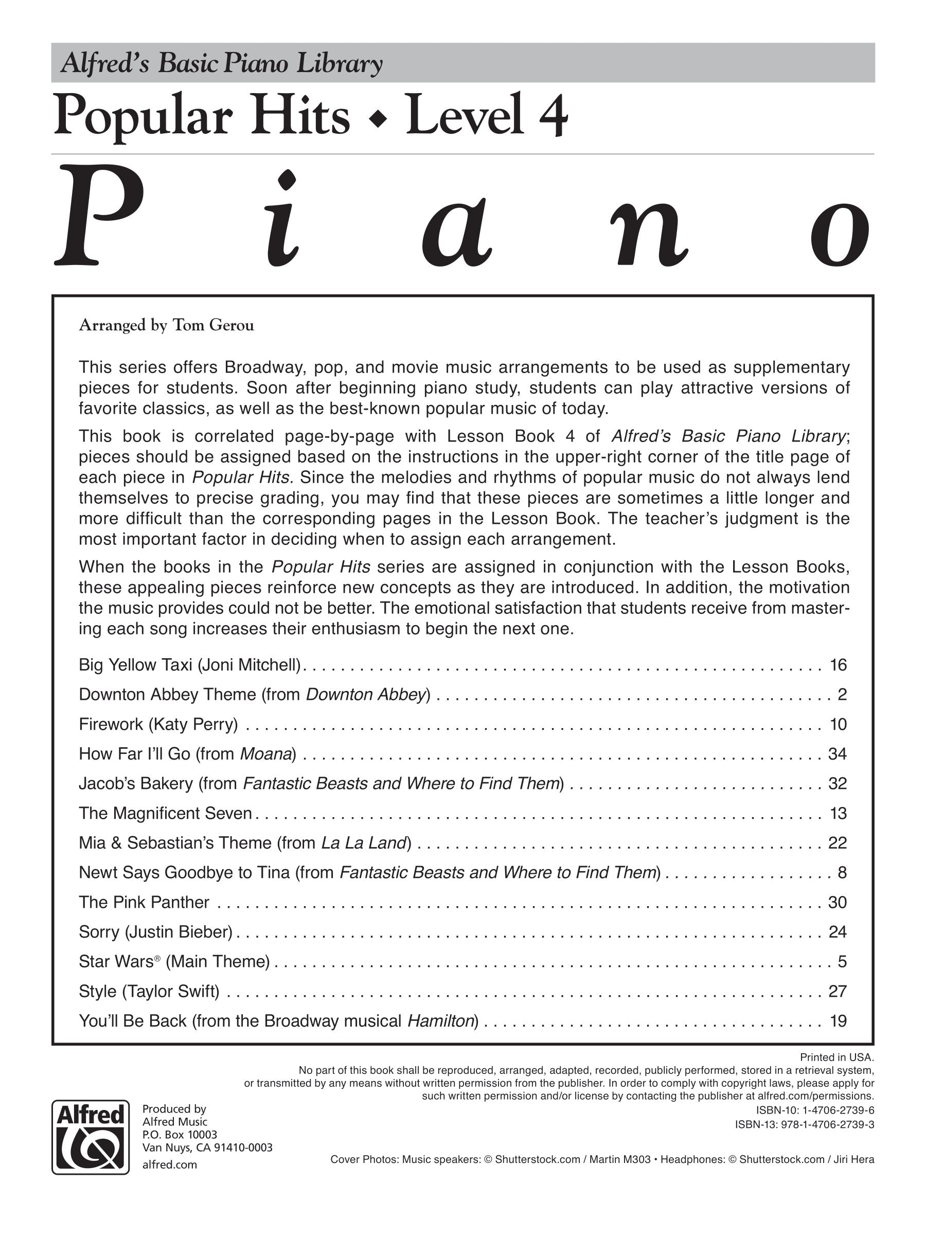 Alfred's Basic Piano Library Popular Hits Level 4 Book