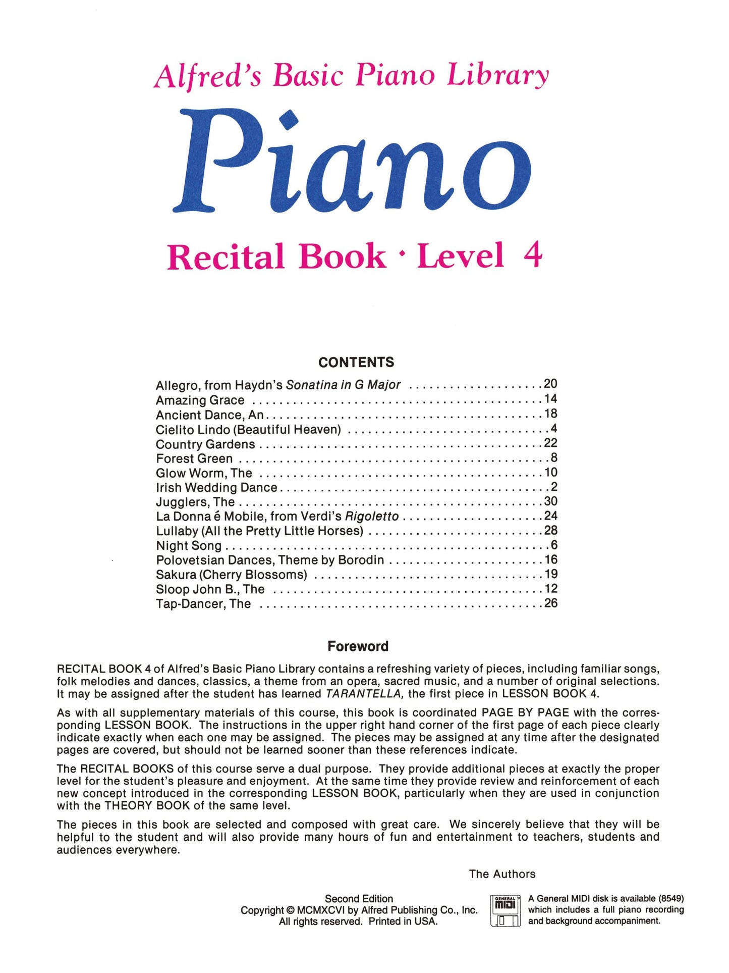 Alfred's Basic Piano Library - Recital Book Level 4