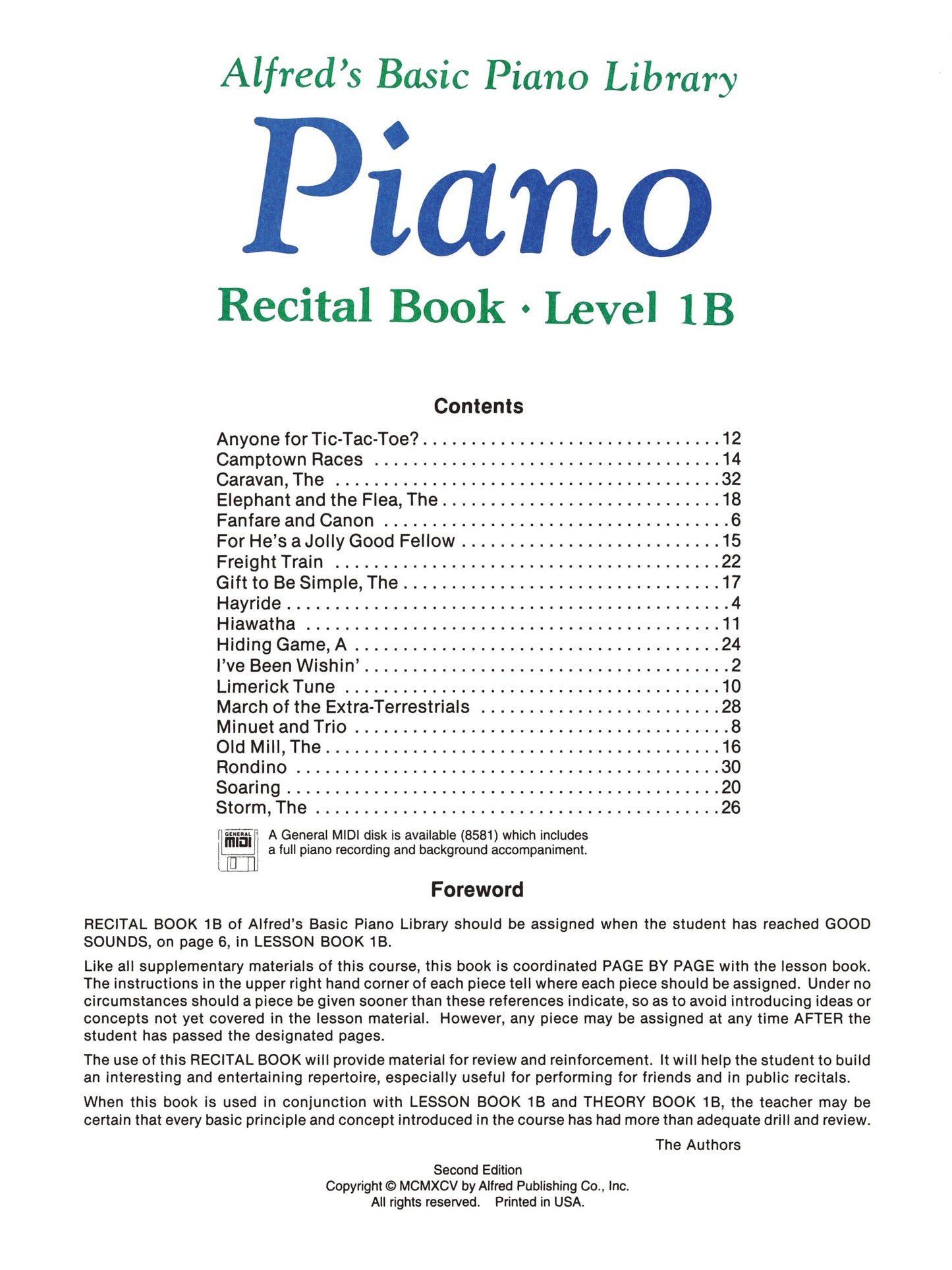 Alfred's Basic Piano Library - Recital Book Level 1B