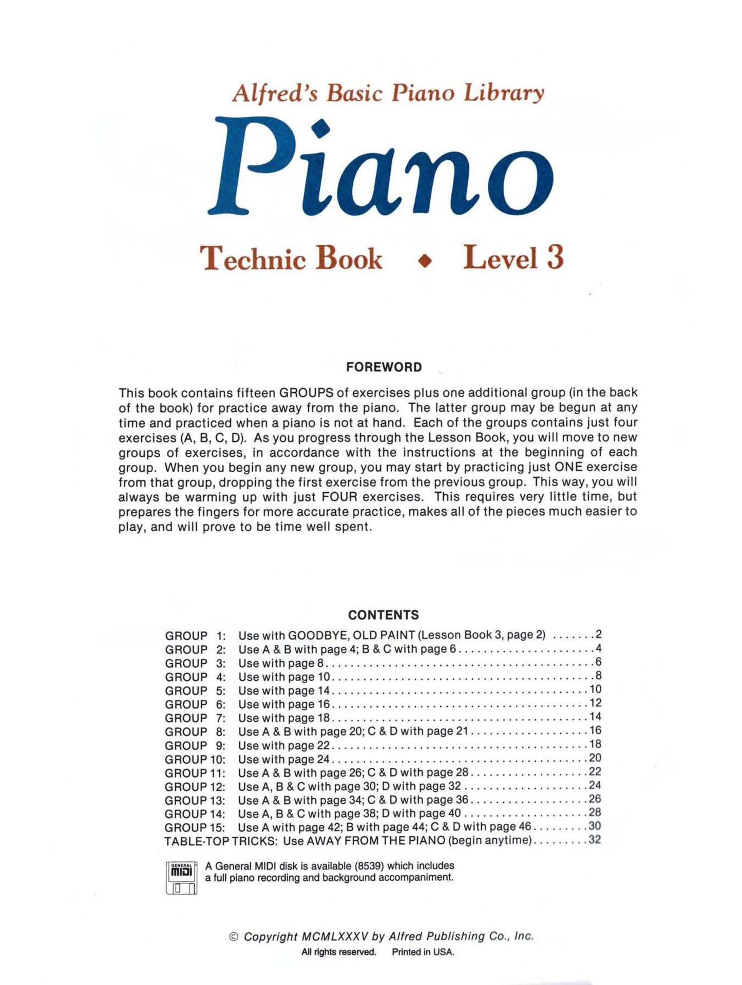 Alfred's Basic Piano Library - Technic Book Level 3