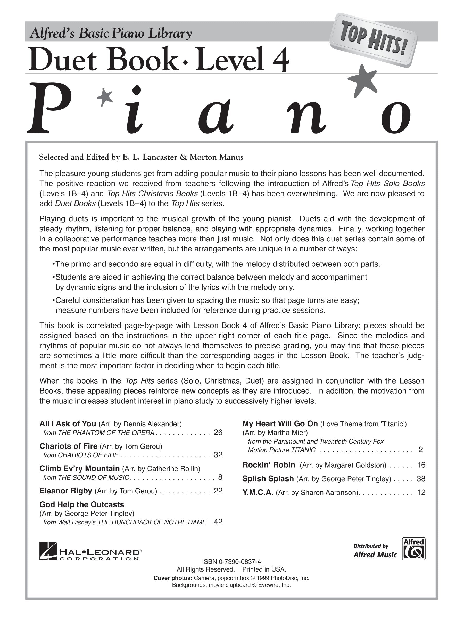 Alfred's Basic Piano Library - Top Hits Duet Level 4 Book