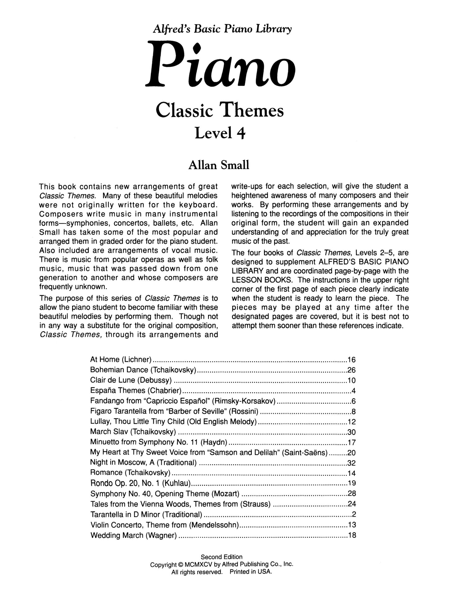 Alfred's Basic Piano Library - Classic Themes Book 4