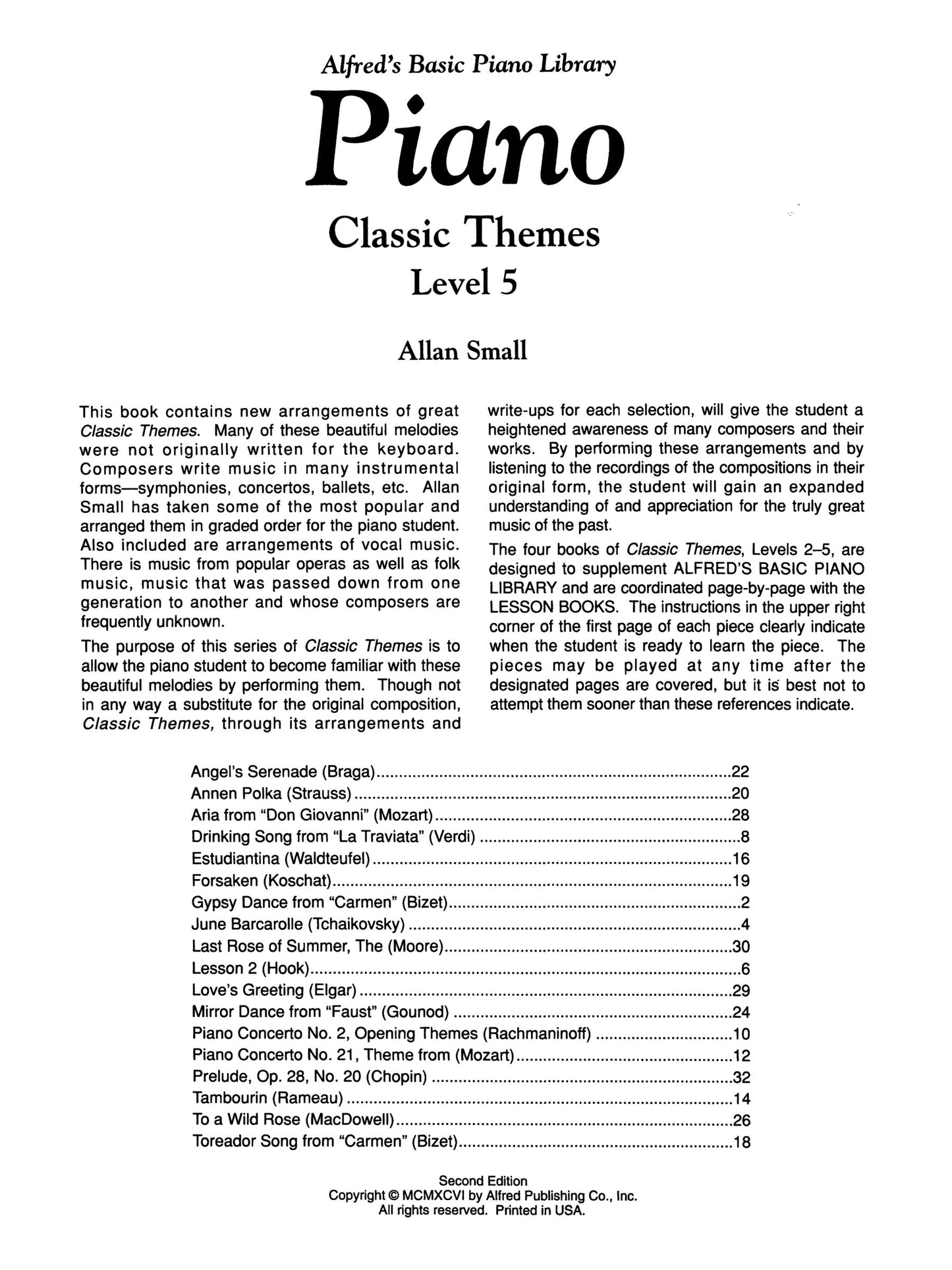 Alfred's Basic Piano Library - Classic Themes Book 5