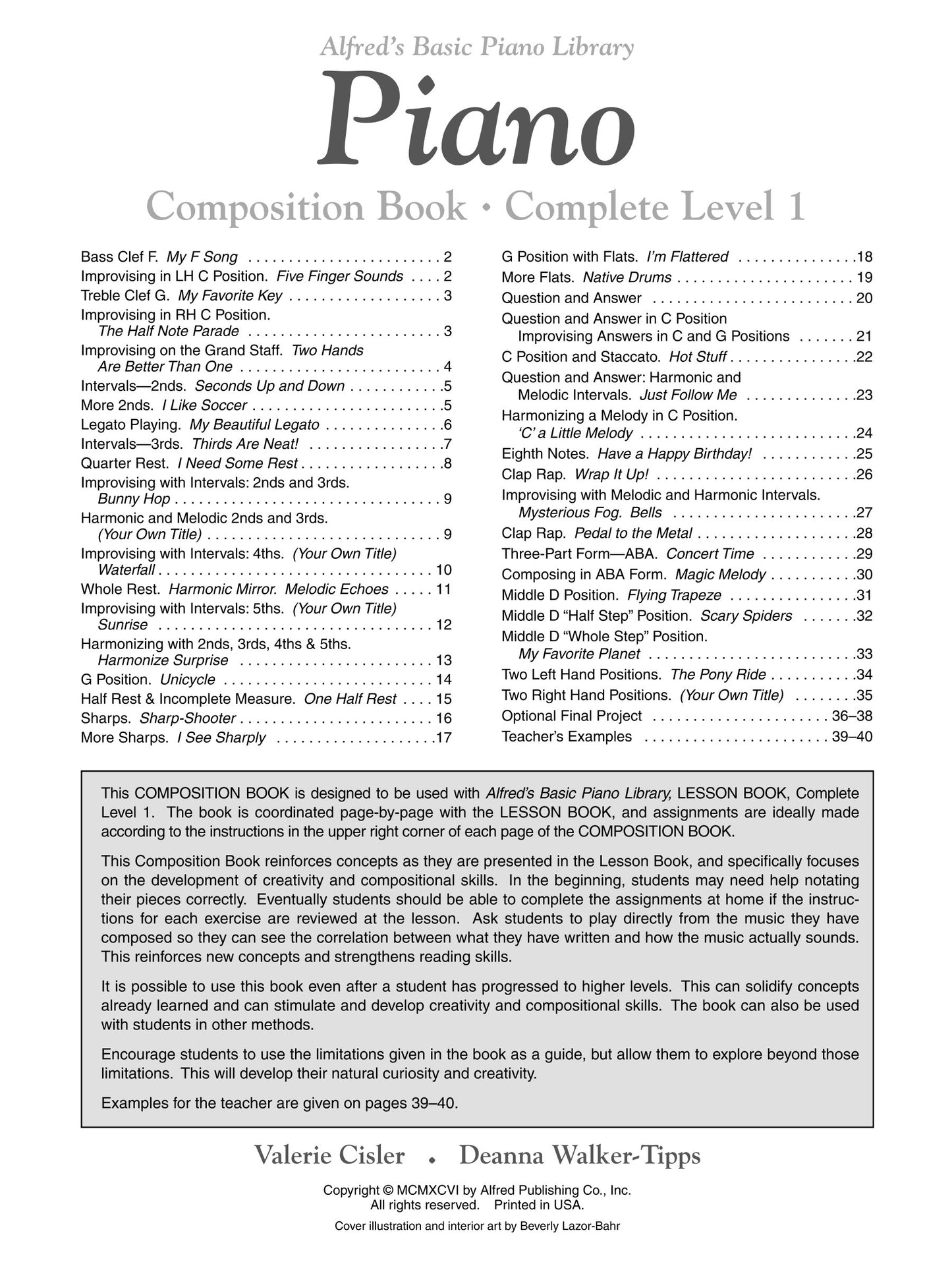 Alfred's Basic Piano Library - Composition Book Complete Level 1 (1A/1B)