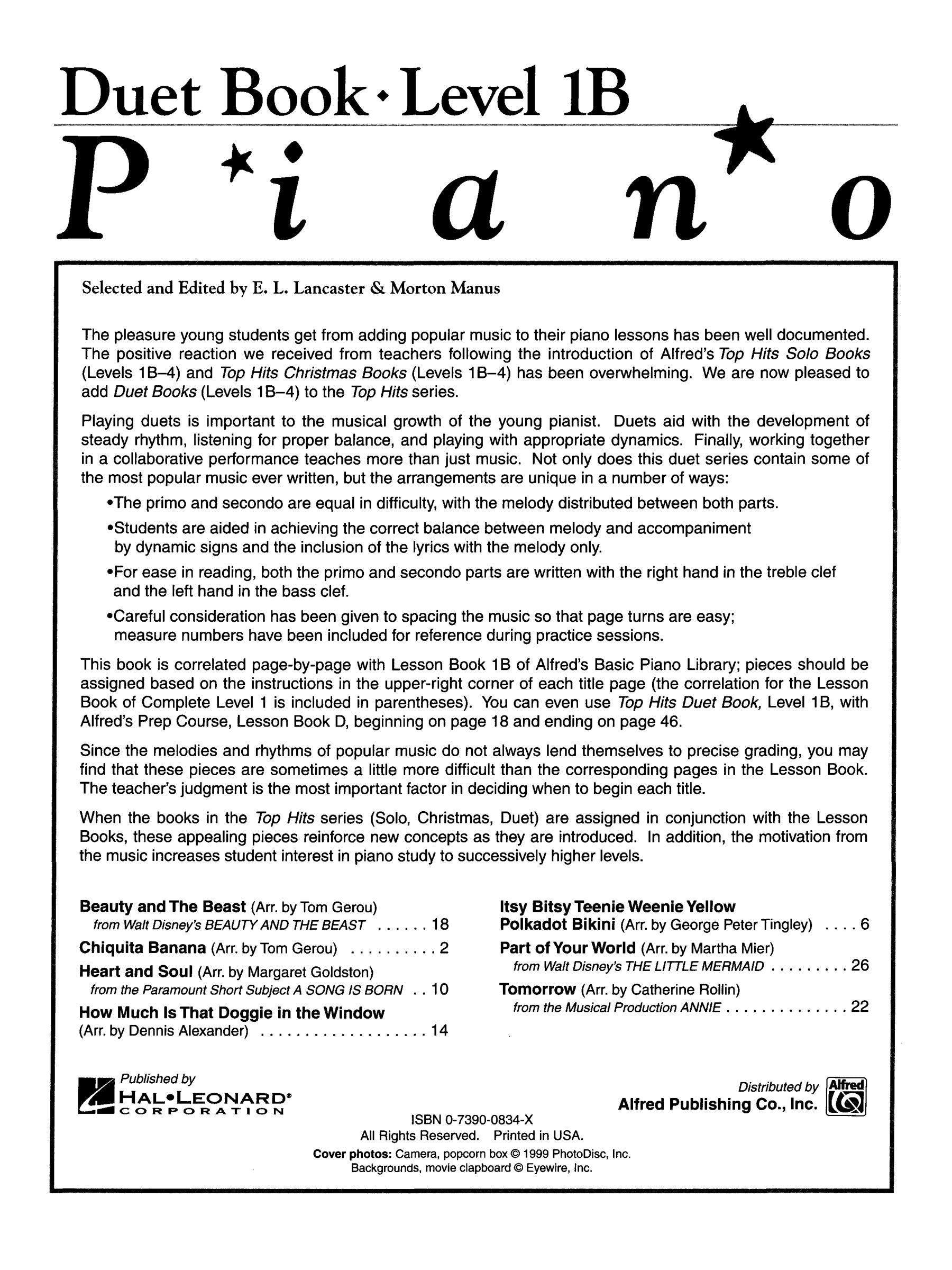 Alfred's Basic Piano Library - Top Hits Duet Book Level 1B