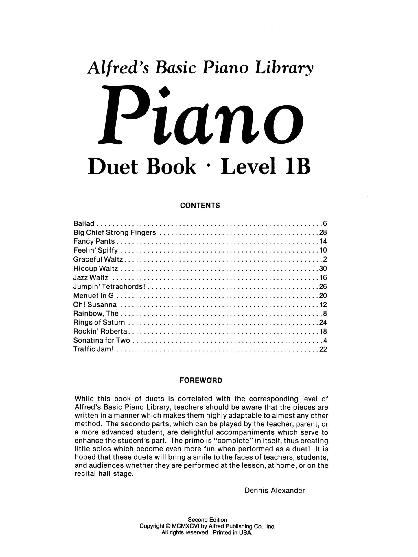 Alfred's Basic Piano Library - Duet Book Level 1B