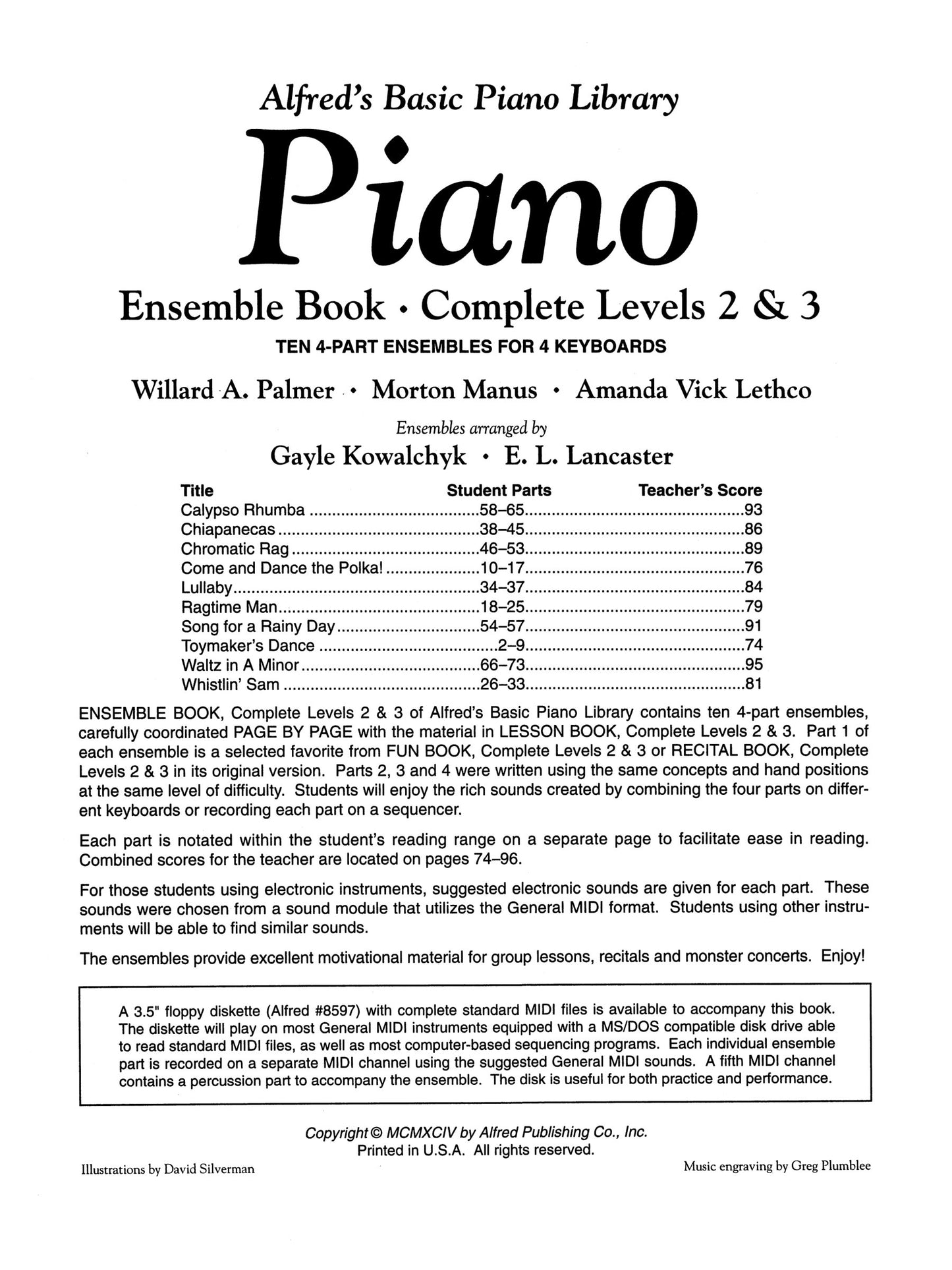 Alfred's Basic Piano Library - Ensemble Book Complete Level 2 &3