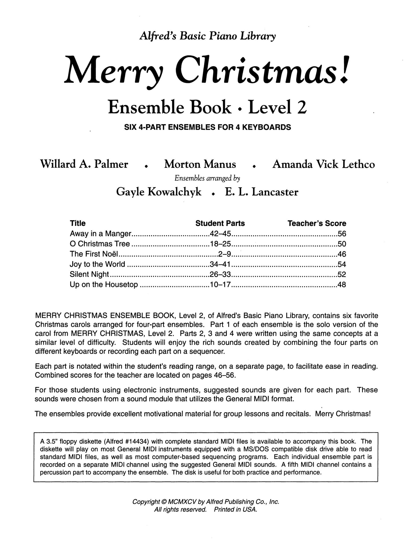 Alfred's Basic Piano Library - Merry Christmas Ensemble Book Level 2