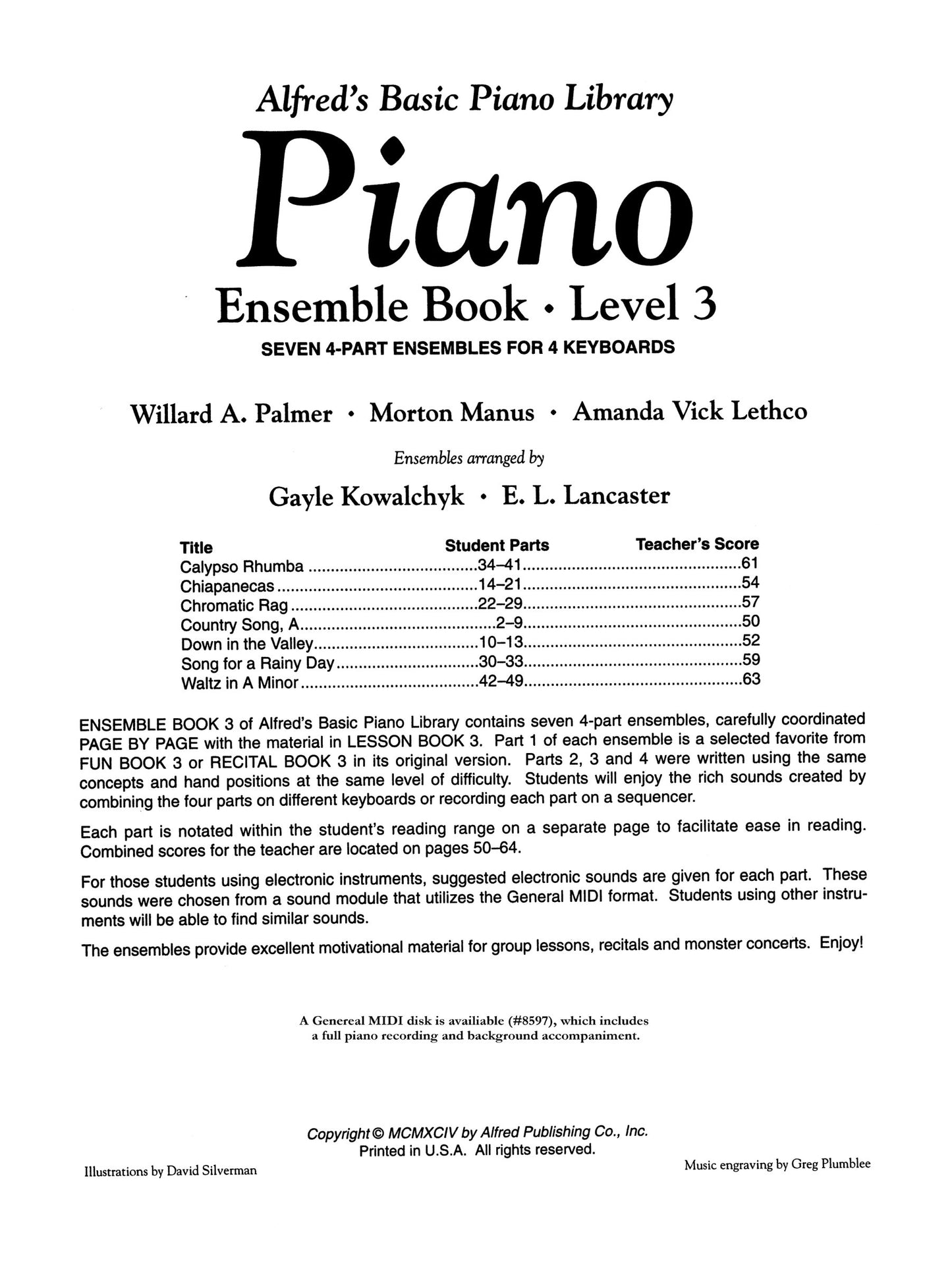 Alfred's Basic Piano Library - Ensemble Book Level 3