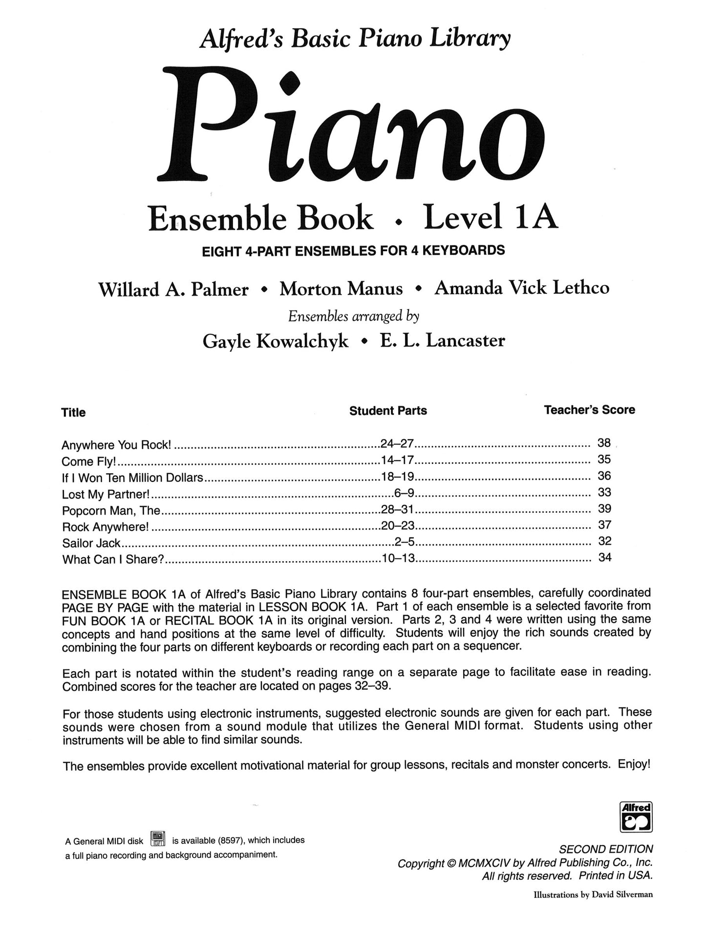 Alfred's Basic Piano Library - Ensemble Book Level 1A