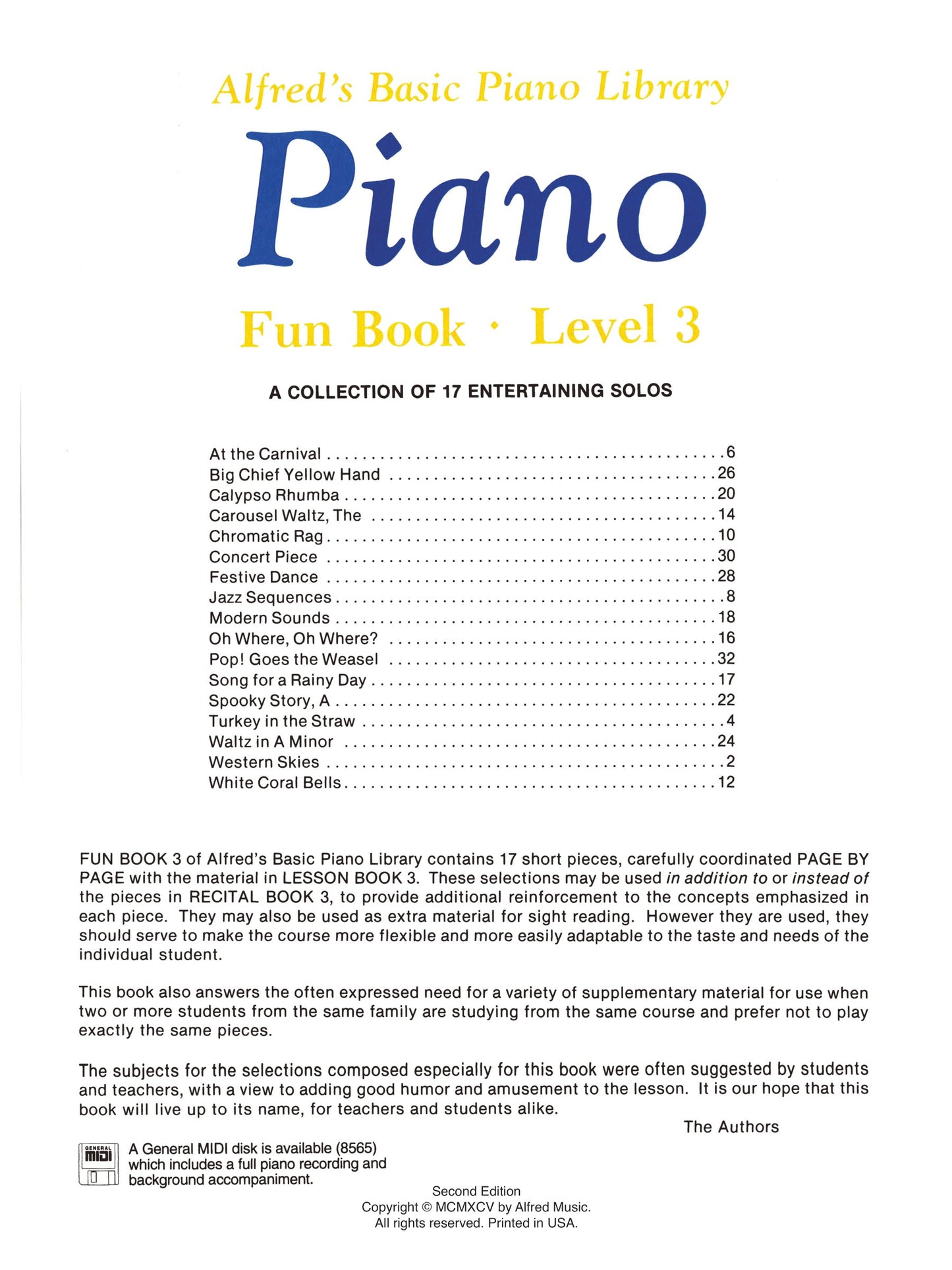 Alfred's Basic Piano Library - Fun Book Level 3