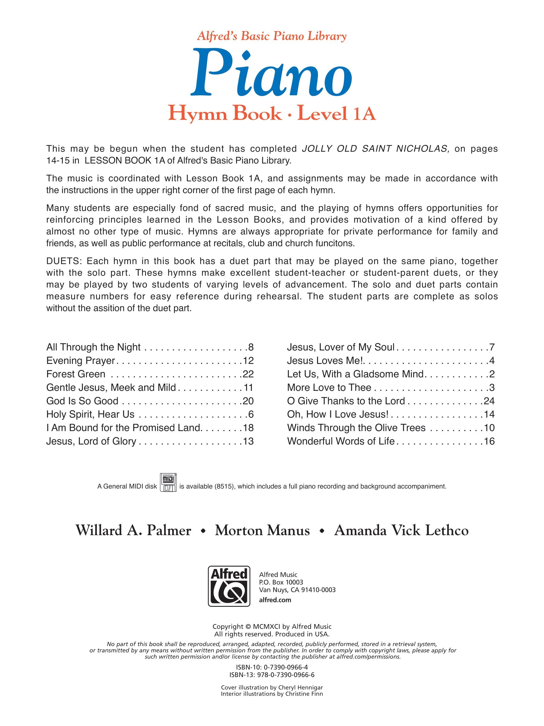 Alfred's Basic Piano Library - Hymn Book Level 1A