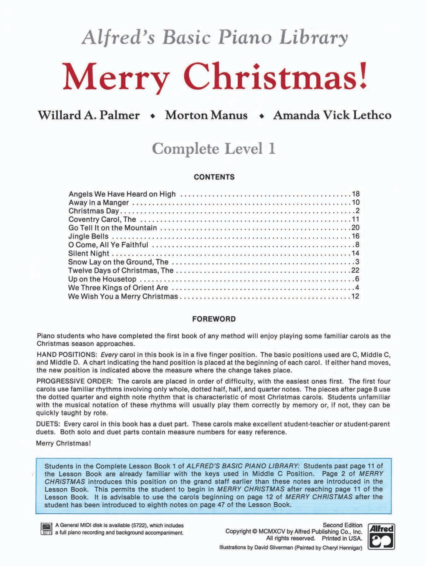 Alfred's Basic Piano Library - Merry Christmas Book Complete Level 1 (1A/1B)