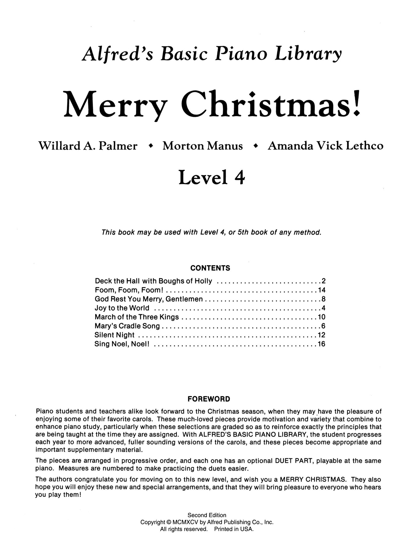 Alfred's Basic Piano Library - Merry Christmas Book Level 4