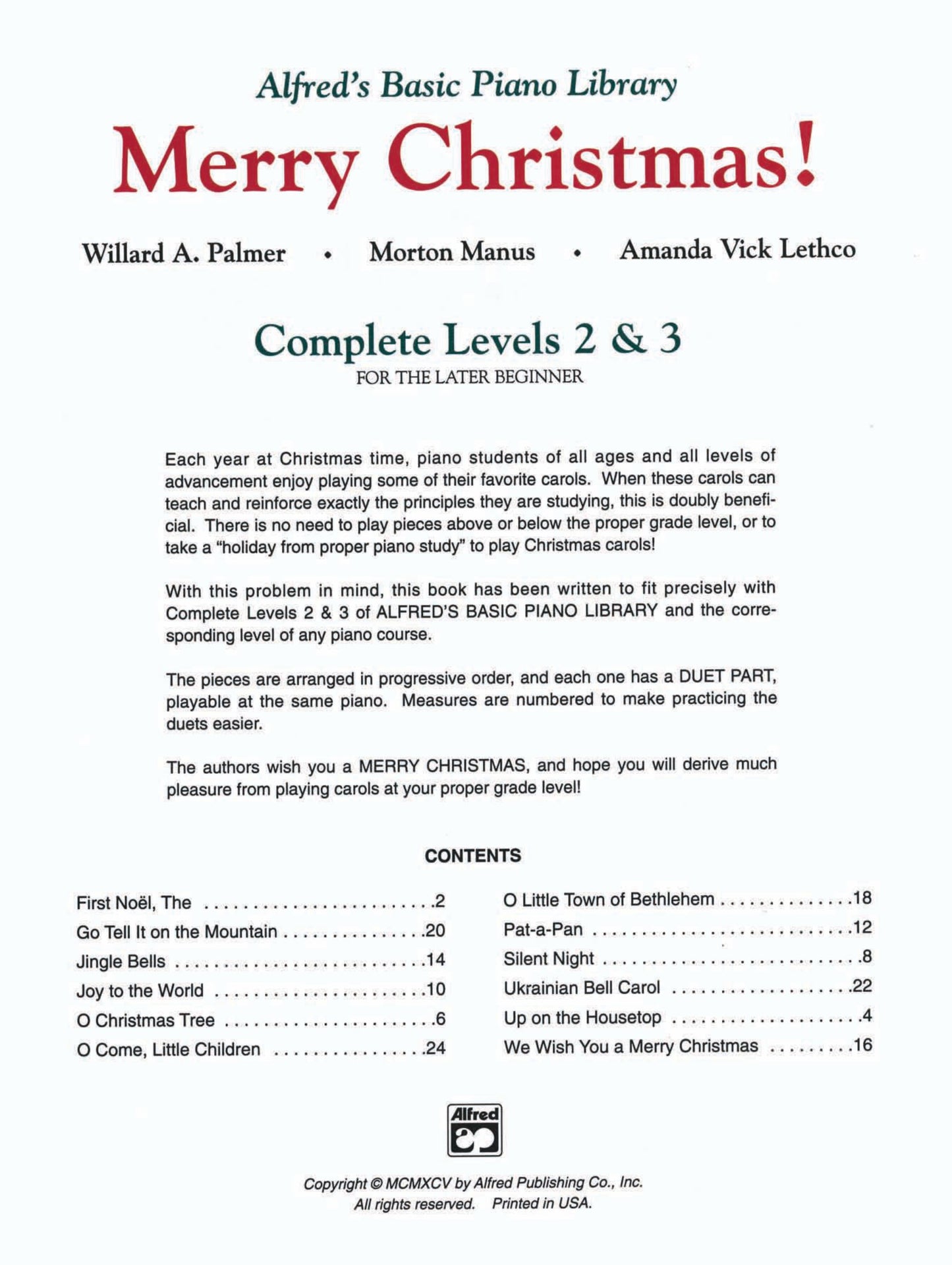 Alfred's Basic Piano Library - Merry Christmas Book Complete Level 2 & 3