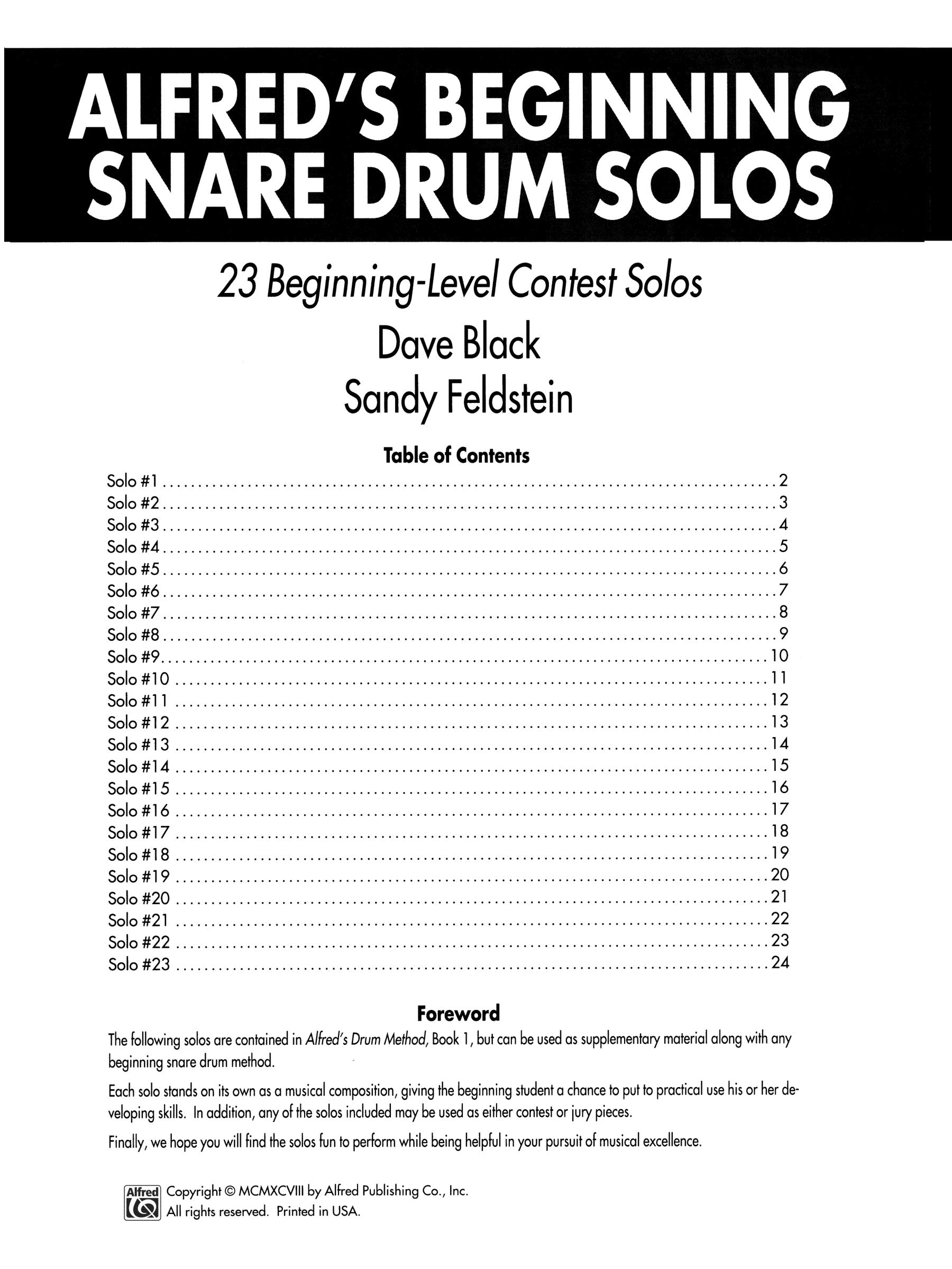 Alfred's Beginning Snare Drum Solos Book