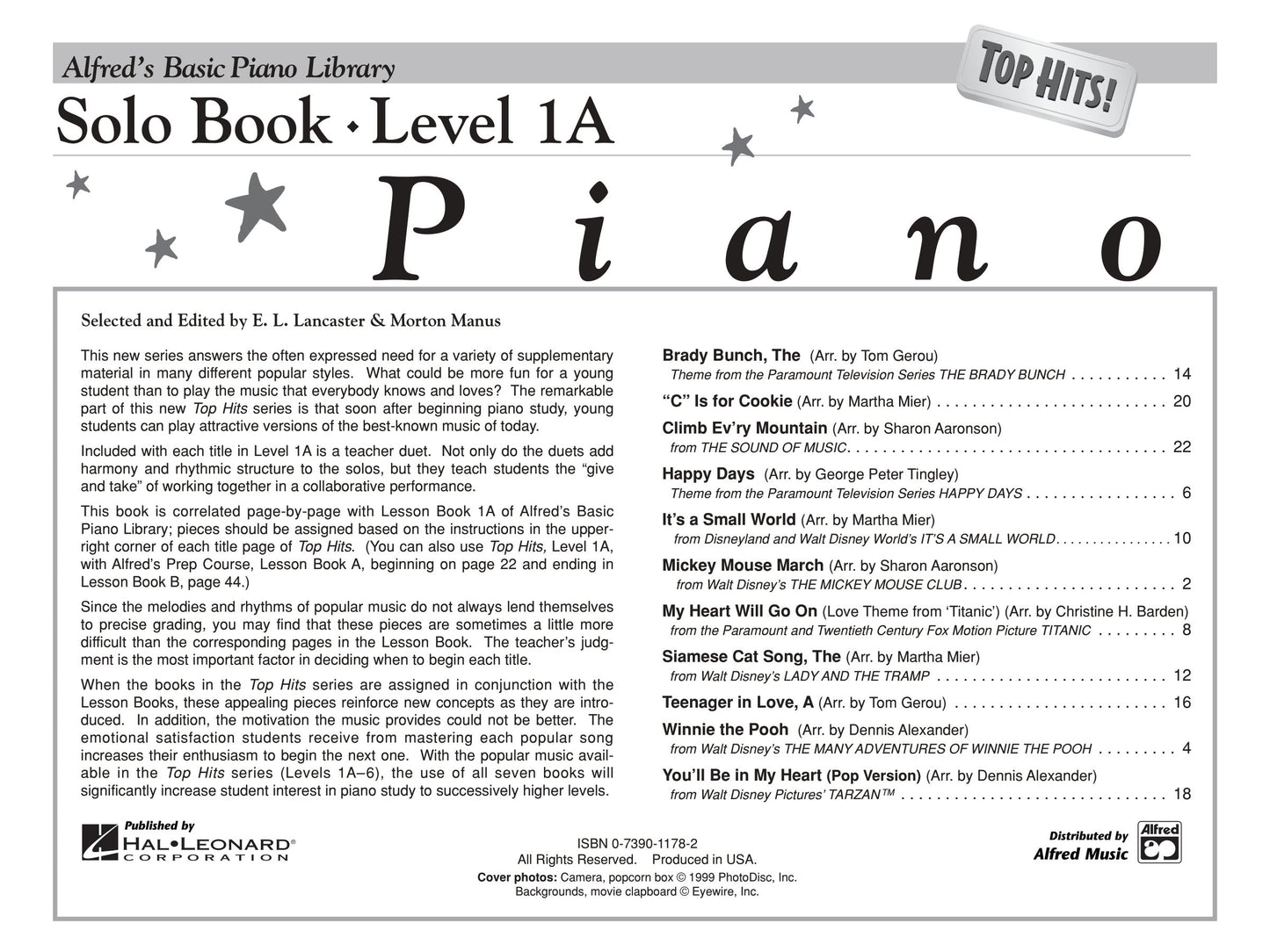 Alfred's Basic Piano Library - Top Hits Solo Book Level 1A