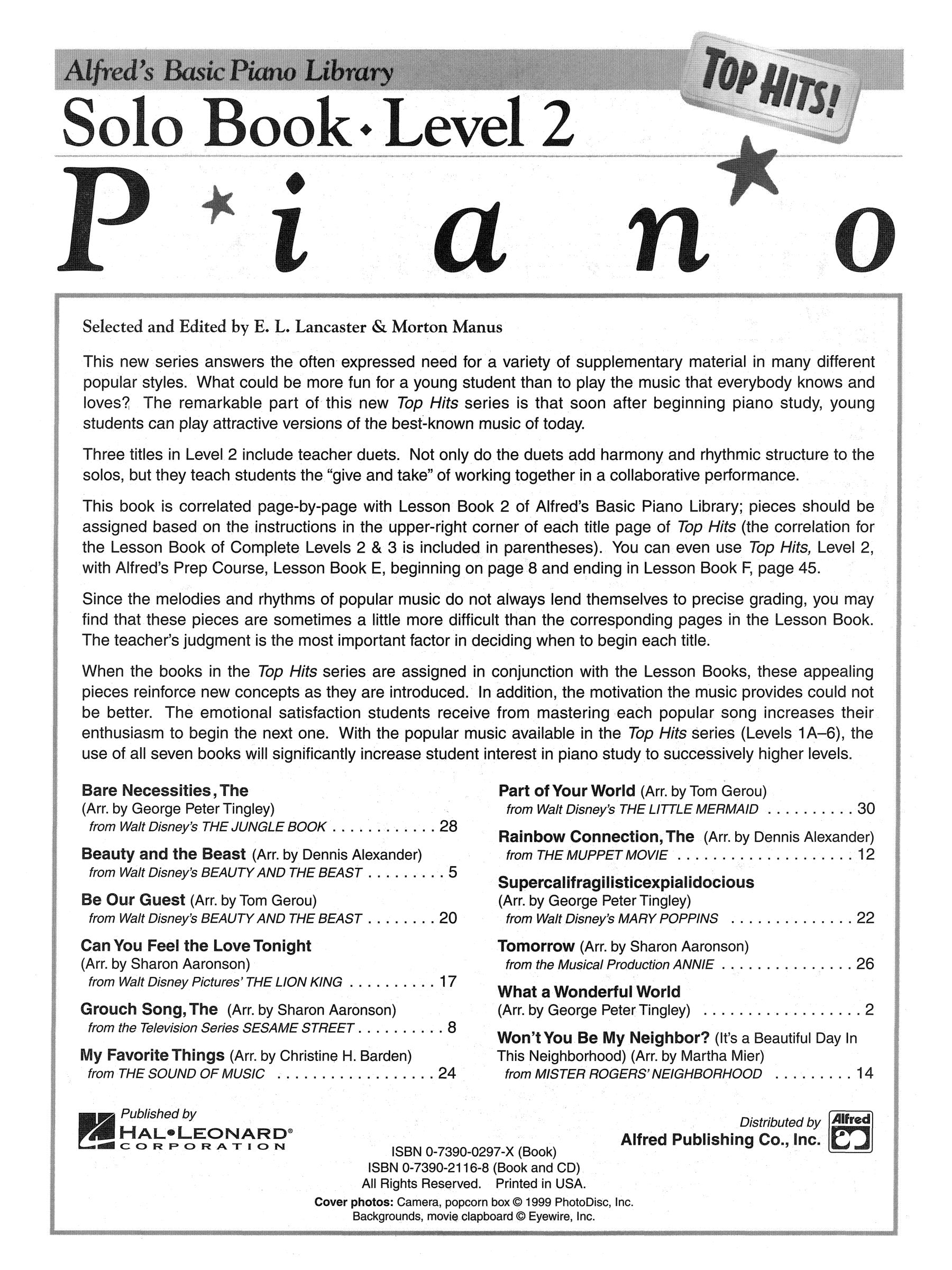 Alfred's Basic Piano Library - Top Hits Solo Book Level 2 (Book and Cd)