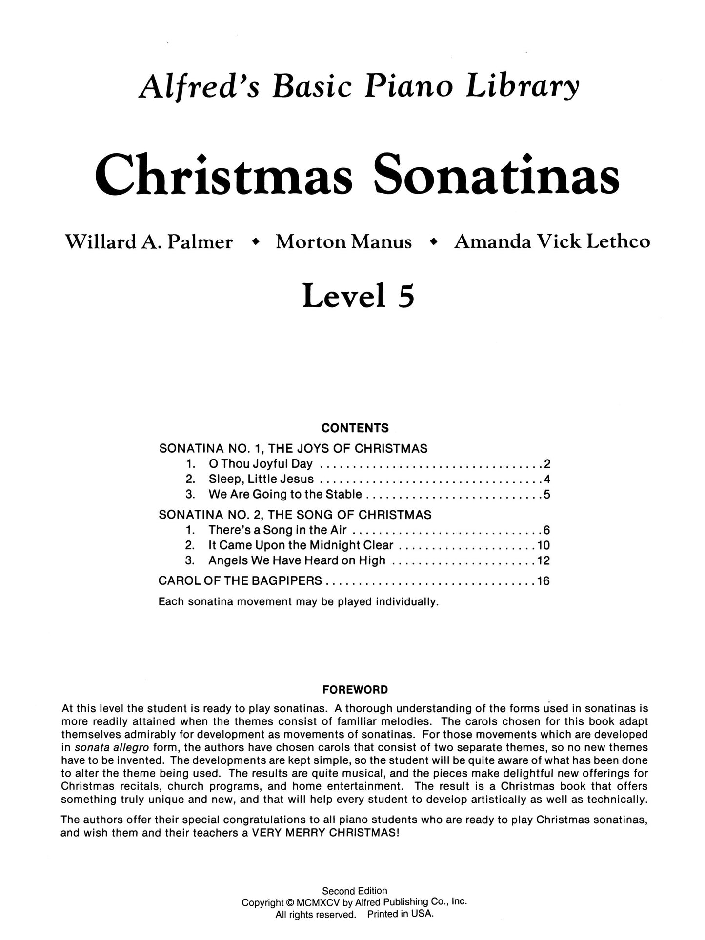 Alfred's Basic Piano Library - Merry Christmas Book Level 5 Sonatinas