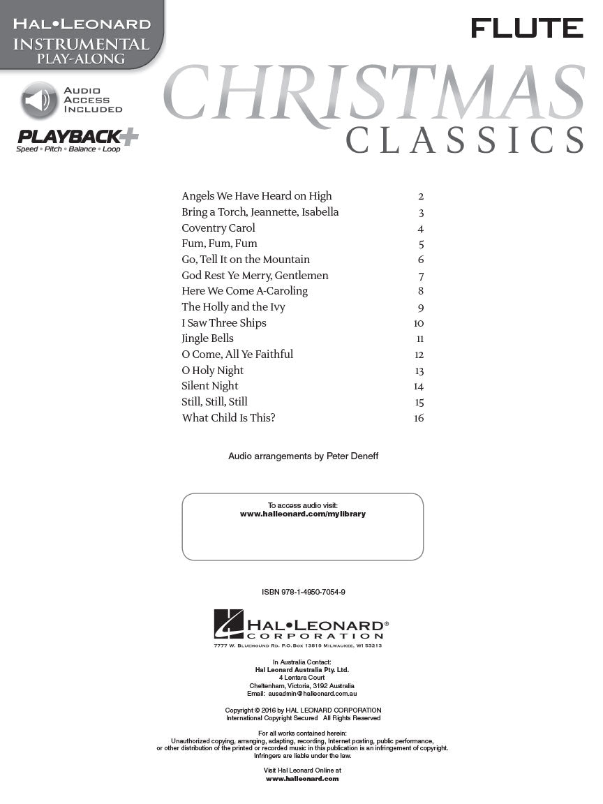 Christmas Classics Flute Play Along Book/Ola