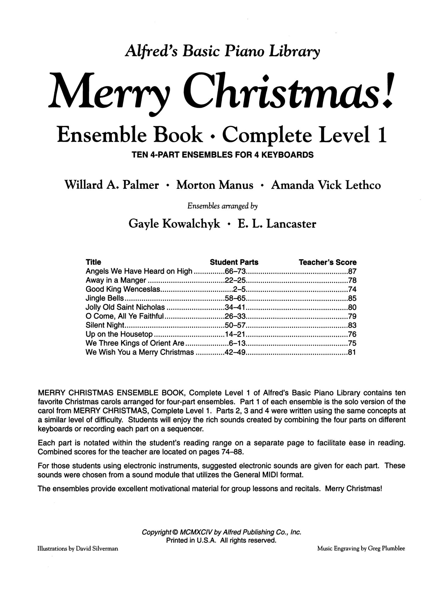 Alfred's Basic Piano Library - Merry Christmas Ensemble Book Complete Level 1 (1A/1B)